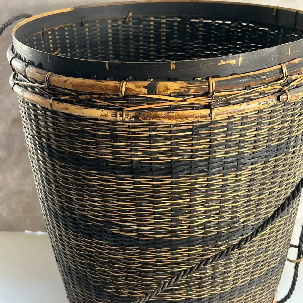 Vintage Thai Handicraft Tea Leaf Storage Basket Brown Backpack 16